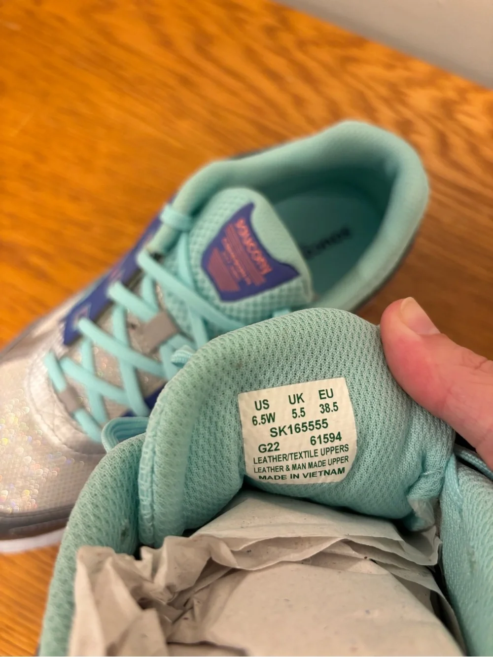 Saucony Silver & Teal Athletic Sneakers with Coral Accents